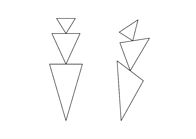 abstrakte Illustration von 2 Körpern, die aus Dreiecken aufgebaut sind