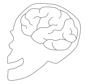 Illustration eines Kopfes mit Gehirn